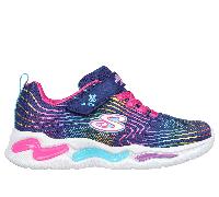 Skechers Girls S Lights: Wavy Beams Sneaker in Navy Blue, Size 9.5 | Textile
