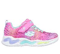 Skechers Girls S Lights: Wavy Beams Sneaker in Pink, Size 3 | Textile