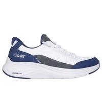 Skechers Girls Slip-ins: Contour Foam - Cosy Fit Sneaker in White/Navy Blue, Size 5 | Textile/Synthetic, Machine Washable