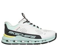 Skechers Girls Slip-ins: Glide-Step - Vista Lane Sneaker in White/Turquoise, Size 1 | Synthetic/Textile, Machine Washable