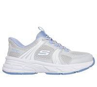 Skechers Girls Slip-ins: Retro-Graph - Classic Kicks Sneaker in Gray/Blue, Size 4 | Synthetic/Textile, Machine Washable