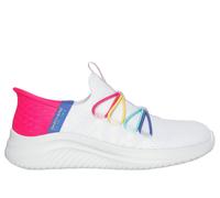 Skechers Girls Slip-ins: Ultra Flex 3.0 - Bungee Fun Sneaker in White, Size 2 | Textile, Machine Washable
