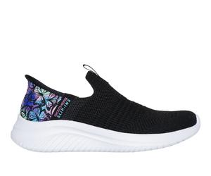 Skechers Girls Slip-ins: Ultra Flex 3.0 - Coloury Wild Sneaker in Black, Size 11 | Textile, Machine Washable