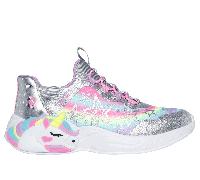 Skechers Girls Slip-ins: Unicorn Dreams - Starry Lite Sneaker in Silver, Size 2 | Synthetic/Textile