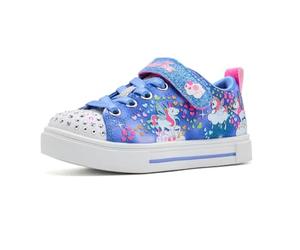Skechers Girl's Twinkle Sparks - Unicorn WonderSneaker | Casual, Light-Up, Adaptive Closure, Glittery Canvas, Cushioned Insole
