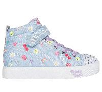 Skechers Girls Twinkle Toes: Heart Steps - Icon Party Sneaker in Light Blue, Size 11 | Textile/Synthetic