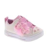 Skechers Girls Twinkle Toes Trainers, White Synthetic Pink Trim, 4 UK