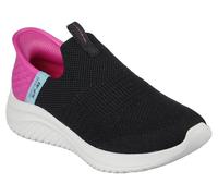 Skechers Girls Ultra Flex 3.0 Fresh Time Sneaker, Black Mesh Pink Trim, 12 UK