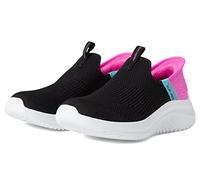 Skechers Girls Ultra Flex 3.0 Fresh Time Sneaker, Black Mesh Pink Trim, 3.5 UK