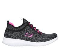 Skechers Girls Ultra Flex - Bright Horizon Sneaker in Black/Hot Pink, Size 4 | Textile/Synthetic