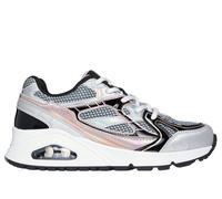 Skechers Girls UNO Gen1 - Platinum Flash Sneaker in Silver/Black, Size 4 | Synthetic/Textile
