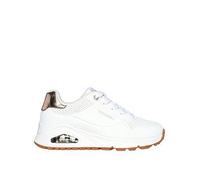 Skechers Girls Uno Gen1 Shimmer Away Memory Foam Trainer - White, White, Size 13 Younger White