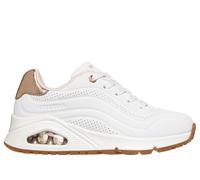 Skechers Girls UNO Gen1 - Shimmer Wave Sneaker in White, Size 3 | Synthetic, Machine Washable