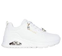 Skechers Girls UNO Gen1 - Trendy Jewels Sneaker in White/Gold, Size 3 | Synthetic