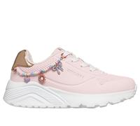 Skechers Girls UNO Lite - Charming Lite Sneaker in Light Pink, Size 2 | Synthetic, Machine Washable