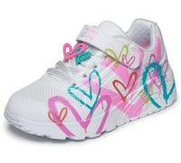 Skechers Girls' UNO Lite Heart Status Trainer, White, 4 UK Child