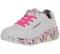 Skechers Girl's Uno Lite Lovely Luv Sneaker, White Synthetic/H. Pink Trim, 13.5 UK Child