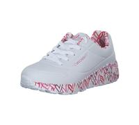 Skechers Girl's Uno Lite Lovely Luv Sneaker, White Synthetic/Red & Pink Trim, 13 UK
