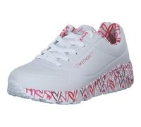 Skechers Girl's Uno Lite Lovely Luv Sneaker, White Synthetic/Red & Pink Trim, 4 UK