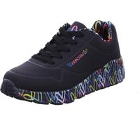 Skechers Girl's Uno Lite Lovely Luv Sneaker, Black Synthetic/Multi Trim, 3.5 UK