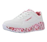 Skechers Girl's Uno Lite Lovely Luv Sneaker, White Synthetic/Red & Pink Trim, 5 UK