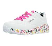 Skechers Girl's Sneaker Uno Lite Lovely Luv 314976L - White Synthetic, H. Pink Trim, UK 12.5 Child