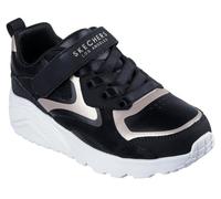 Skechers Girl's Uno Lite Metallic Burst Sneaker, Black Synthetic/Rose Gold Trim, 12.5 UK