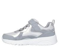 Skechers Girl's Uno Lite Metallic Burst Sneakers, Gray Synthetic/Silver Trim, 1.5 UK Child