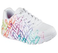 Skechers Girl's Uno Lite Metallic Joy Sneakers, White Synthetic/Multi Trim, 4 UK Child