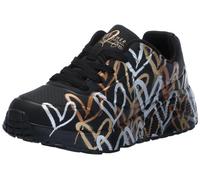 Skechers Girls x JGoldcrown: Uno Lite - Metallic Love Sneaker in Black/Gold, Size 4 | Synthetic, Machine Washable