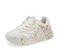 Skechers Girls' UNO Lite Metallic Love Trainer, Natural, 10 UK Child