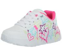 Skechers Girl's Uno Lite My Drip Sneaker, White Synthetic/Neon Multi Trim, 13.5 UK