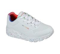 Skechers UNO LITE Speckle Sneaker, White Pu/Multi Rainbow Trim, 12 UK Child