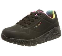 Skechers Girl's Uno Lite Rainbow Speckle Sneakers, Black Pu/Multi Rainbow Trim, 4 UK Child