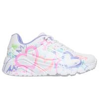 Skechers Girls UNO Lite - Reigning Love Sneaker in White, Size 13.5 | Synthetic, Machine Washable