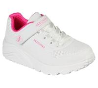 Skechers Girl's Uno Lite Sneakers, White Synthetic/H. Pink Trim, 3 UK Child