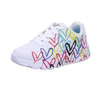 Skechers Girl's Uno Lite Spread The Love Sneakers, White Synthetic/Multi Trim, 6 UK Child