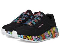 Skechers Girls JGoldcrown: UNO Lite - Subtle Love Sneaker in Black, Size 12.5 | Synthetic