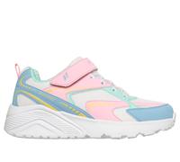 Skechers Girls Uno Lite - Vista Strike Sneaker in White, Size 4 | Synthetic/Textile, Machine Washable