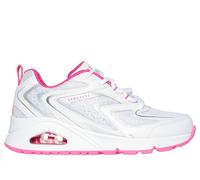 Skechers Girls UNO - So Wavy Sneaker in White/Pink, Size 2.5 | Synthetic/Textile