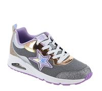Skechers Girl's Uno Starry Vibe Sneakers, Gunmetal Synthetic Multi Trim, 13.5 UK Child