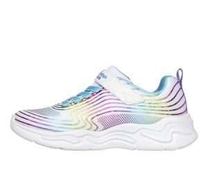 Skechers Girl's Wavy Beams Sneakers, White Textile Multi Trim, 13.5 UK Child