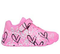 Skechers Girls x JGoldcrown: UNO Lite - Love Levitate Sneaker in Hot Pink, Size 13.5 | Synthetic/Textile, Machine Washable