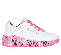 Skechers Girls x JGoldcrown: UNO Lite - Lovely Luv Sneaker in White/Hot Pink, Size 9.5 | Synthetic, Machine Washable