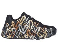 Skechers Girls x JGoldcrown: UNO Lite - Metallic Love Sneaker in Black/Gold, Size 4 | Synthetic, Machine Washable