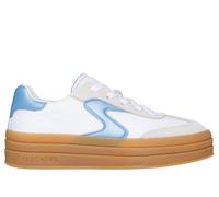 Skechers Girls Zinger Lift - Homecoming Star Sneaker in White/Blue, Size 3 | Textile/Leather/Synthetic