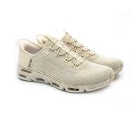 Skechers Women's Glide-Step Gratify Pace Slip-On Sneakers, Natural Mesh/Gold Trim, 4.5 UK