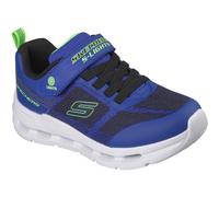 Skechers Glide-Step Lights Sneaker, Blue & Black Synthetic/Textile/Lime Trim, 1.5 UK