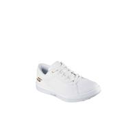 Skechers Women's Drive 6 Arch Leather Relaxed Fit Waterproof Golf Shoe Sneaker, White/Gold, 9