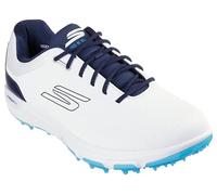 (UK 10.5, White/Navy/Blue) Skechers Mens 2024 Go Golf Pro 6 Spikeless Arch Fit Waterproof Golf Shoes